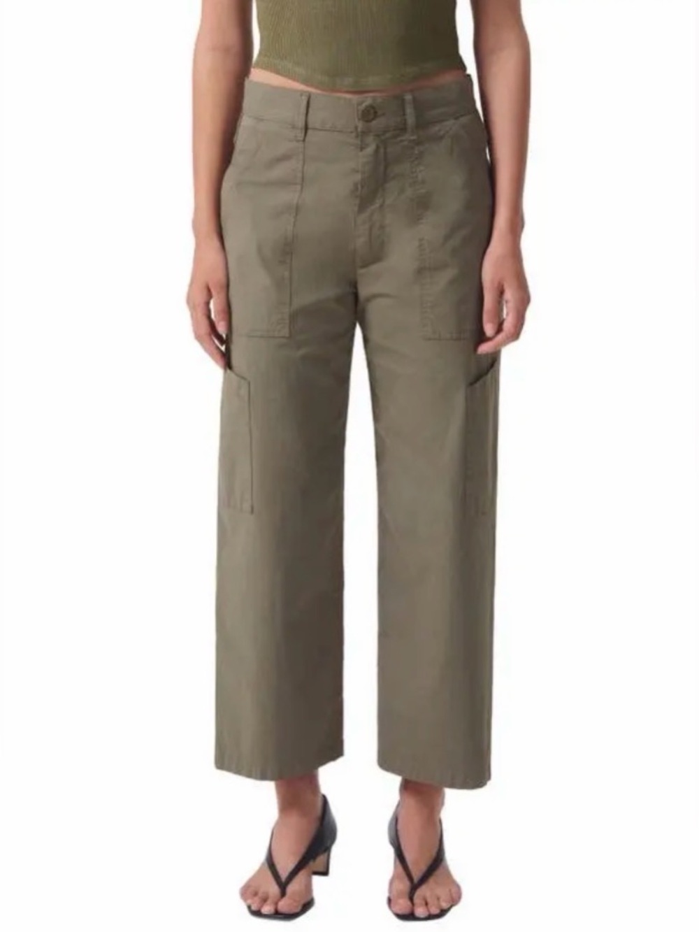 AGOLDE High-Rise Wide-Leg Utility Pants in Olive